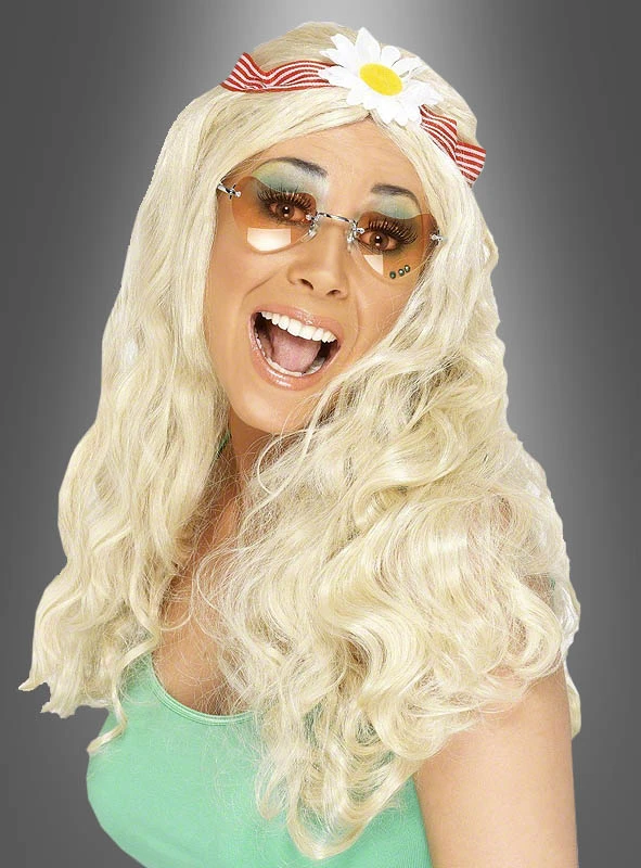 Flower Power Perücke Blond 1 Flower Power Perücke Blond