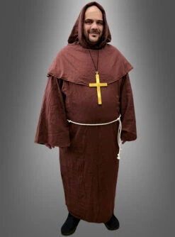 XXL Mönchskutte Mit Glatzen-Perücke Und Kreuz