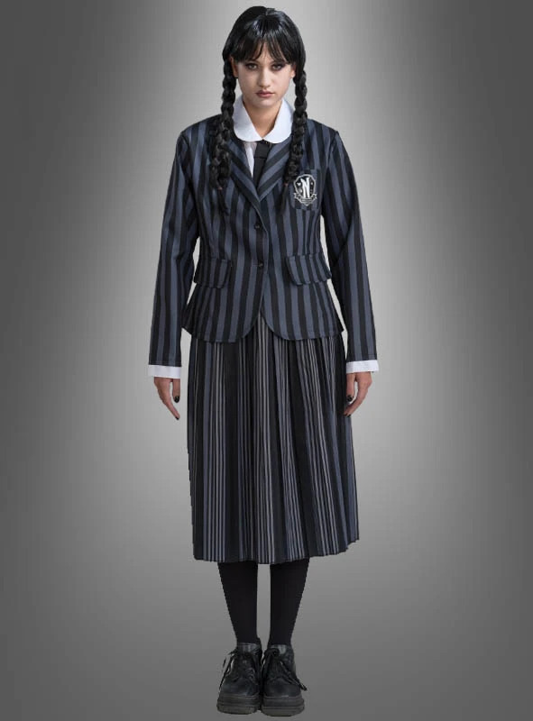 Wednesday Damen Schuluniform Schwarz Grau 1 Wednesday Damen Schuluniform Schwarz Grau
