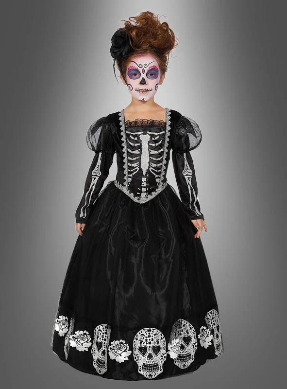 Deluxe Totenkopf Kleid Für Mädchen 1 Deluxe Totenkopf Kleid Für Mädchen