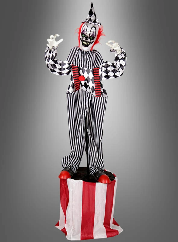 Animierter Clown Auf Podest Mit Bewegungsmelder 180cm 1 Animierter Clown Auf Podest Mit Bewegungsmelder 180cm