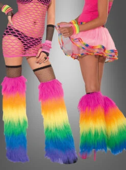Plüsch Beinstulpen Regenbogen