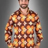 70er Retro Hemd Herren Braun-orange