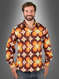 70er Retro Hemd Herren Braun-orange