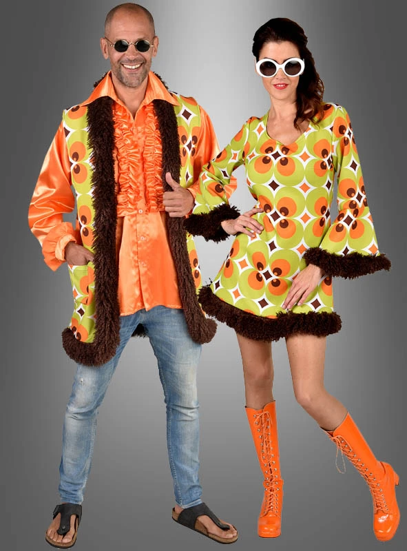 70er Retrokleid Damen Grün-braun 3 70er Retrokleid Damen Grün-braun – Bild 3