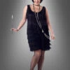 XXL Charleston Kleid Schwarz Mit Fransen