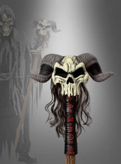 Hexenmeister Stab Mit Hörnern 140 Cm