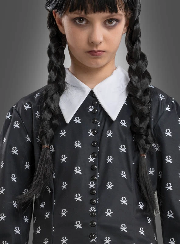 Wednesday Mädchen Kleid Schwarz-weiß 2 Wednesday Mädchen Kleid Schwarz-weiß – Bild 2