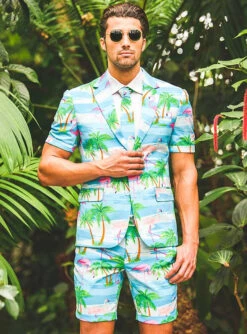 Flamingo Party Anzug Deluxe -Feiertag Party Laden kurzer party anzug mit palmen und flamingos af897c0bba 4