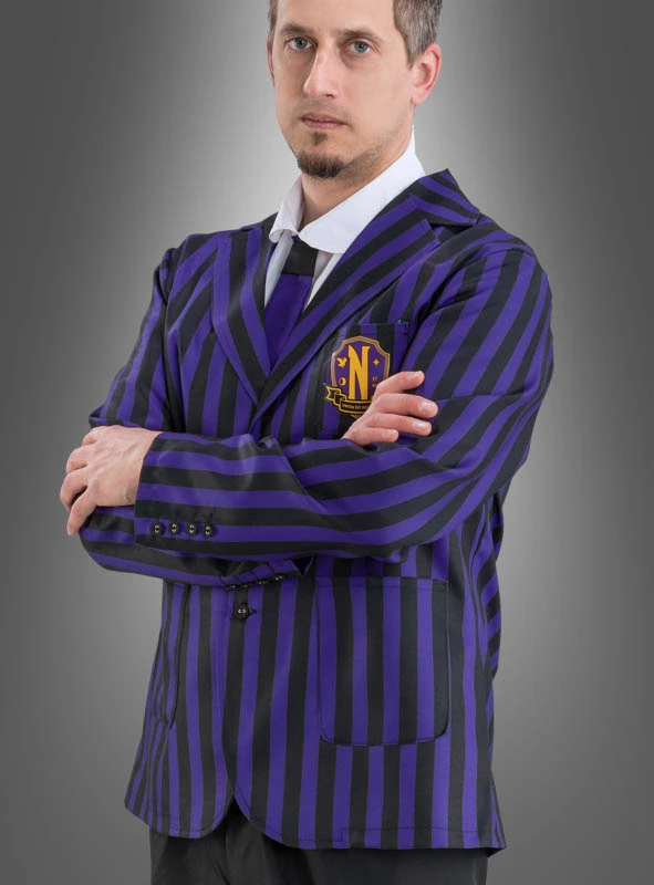 Wednesday Herren Schuluniform Schwarz Lila 2 Wednesday Herren Schuluniform Schwarz Lila – Bild 2